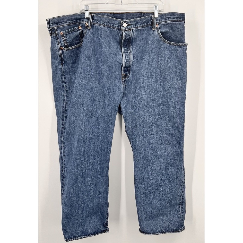 Levis 501 Original Fit Mens Medium Wash‎ Blue Denim Button Fly Jeans W48 L30